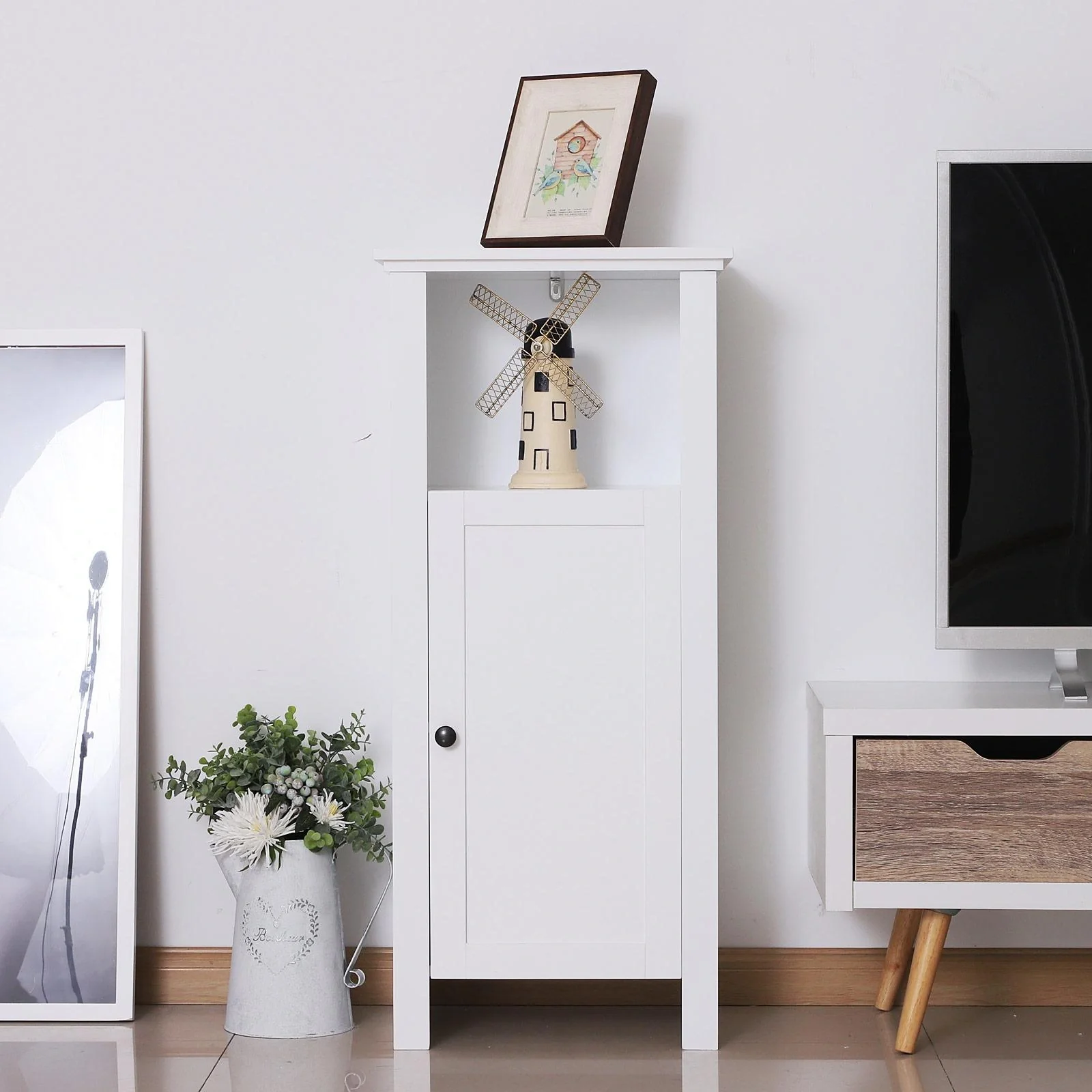 Badschrank Badmöbel Badezimmerschrnak Wandschrank 3 x Fach Holz Weiß 40 x 30 x 90 cm - 6