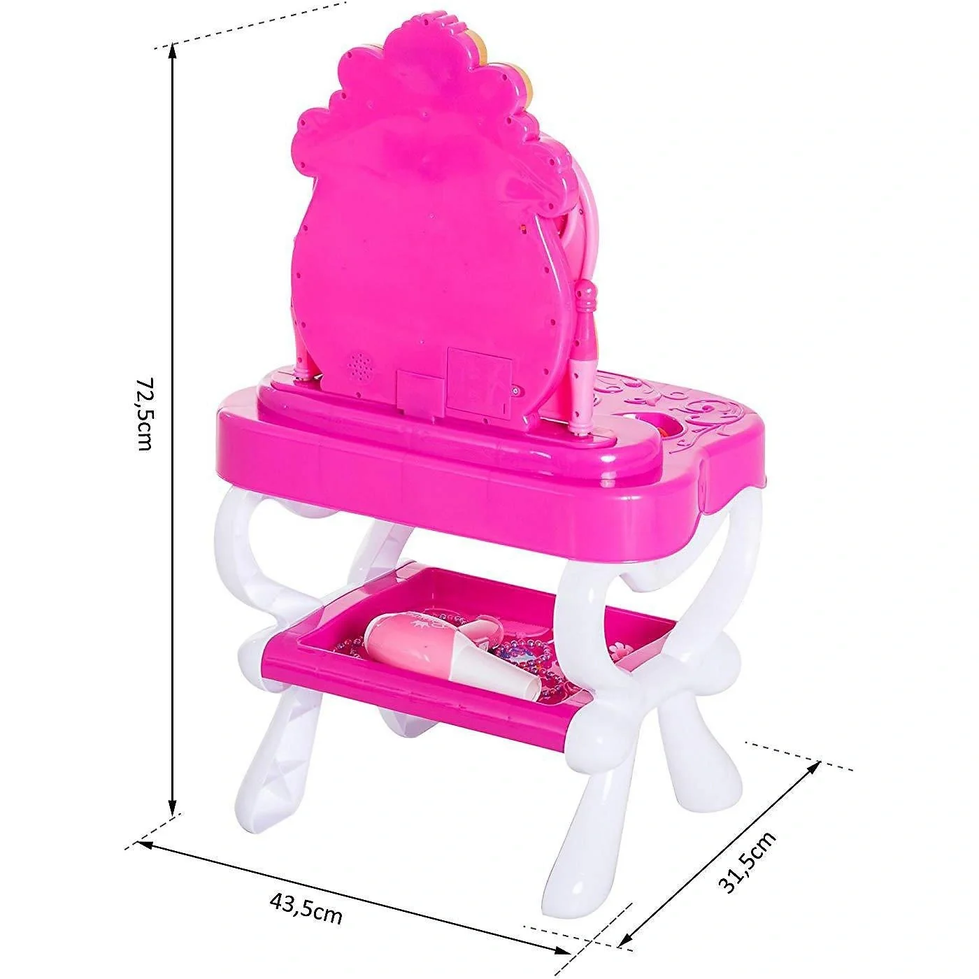 Schminktisch Kinder Frisiertisch mit Stuhl Fotorahmen Musik und Licht Rosa - 3