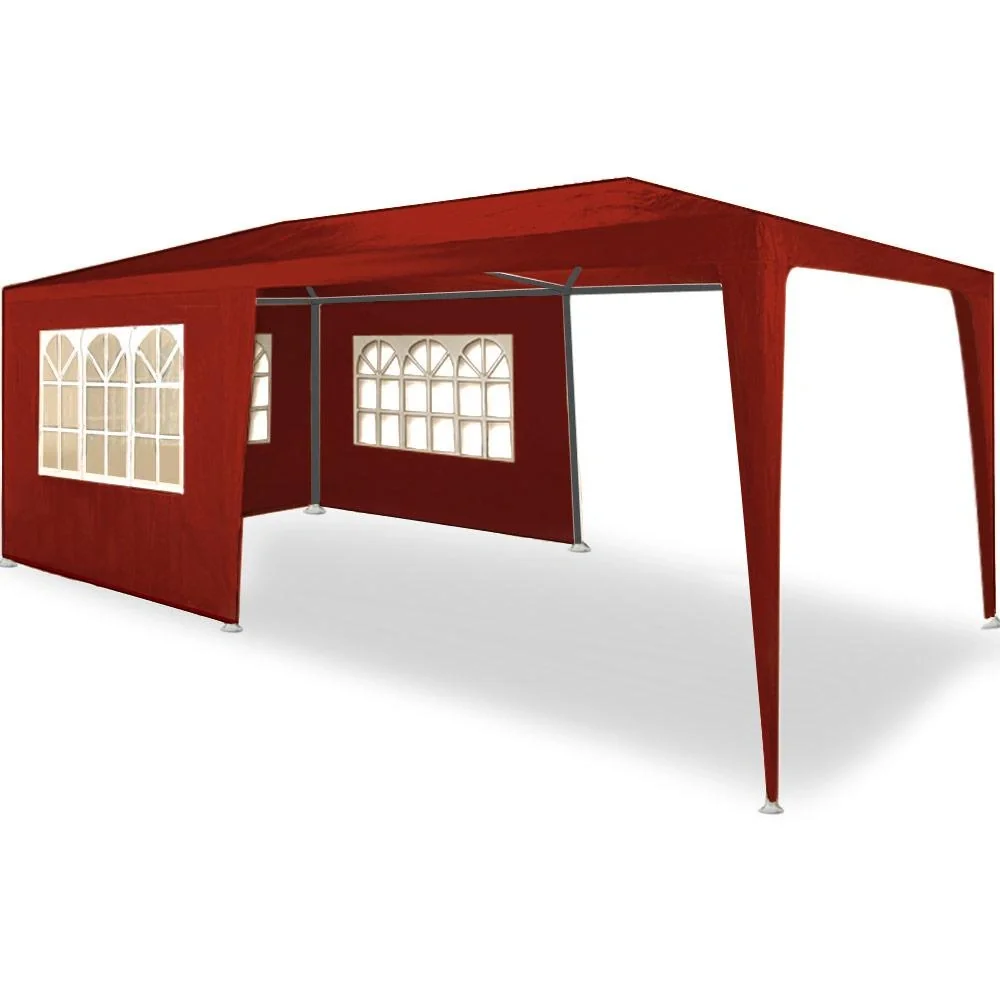 Partyzelt Riminimet Seitenwände und Rundbogenfenster - rot - 3x6m - 4