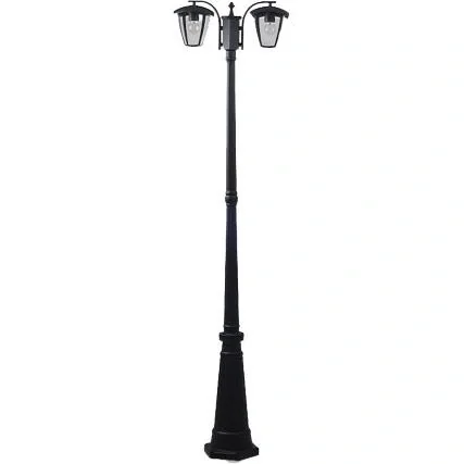 VT-739 Gartenmast im Freien - 2 Köpfe - klassischer Laternenmast - 199 cm - E27 Beschlag - Aluminium - 1