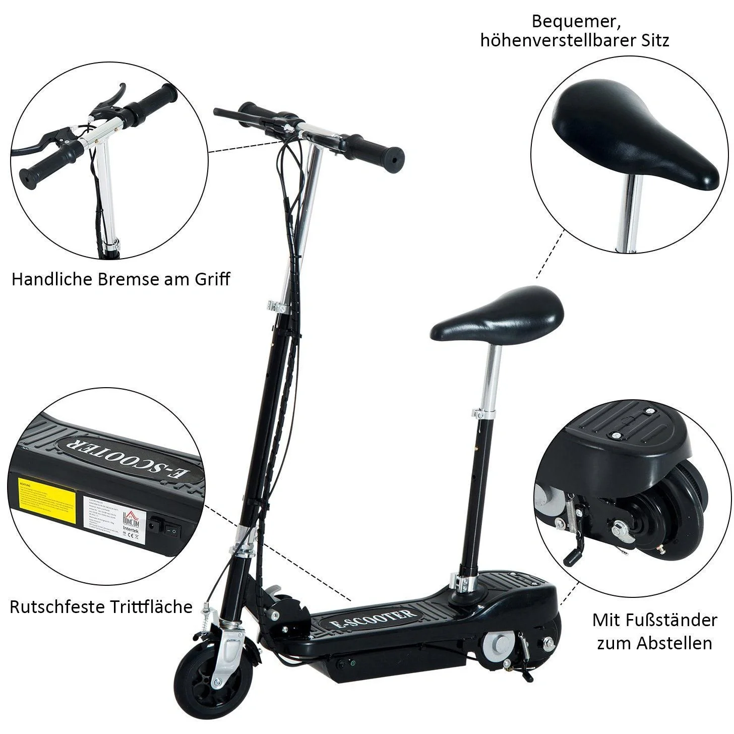 Elektroroller Kinderroller Cityroller 120W Schwarz - 8
