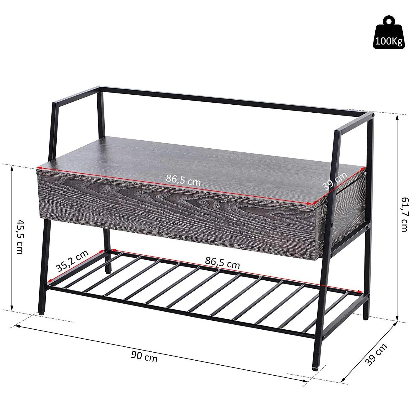 Schuhregal mit 2 Staufächer - 9