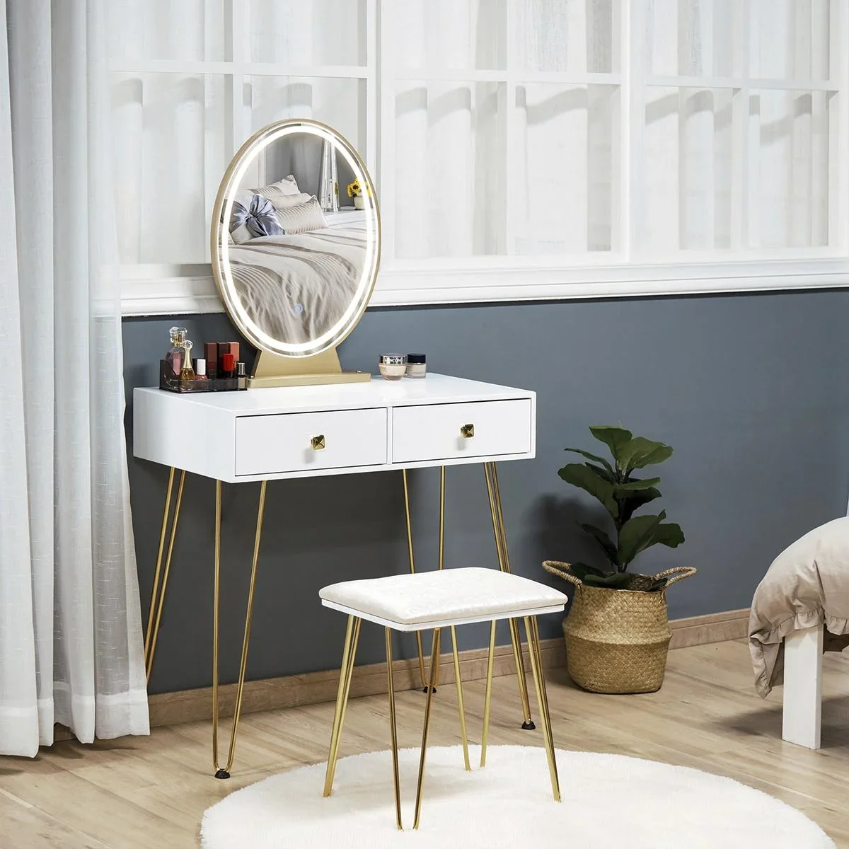 Schminktisch Polsterhocker Retro Design - 2