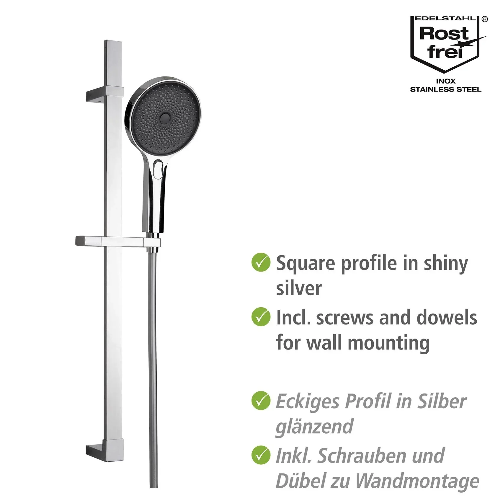 Brauseset Softwater Chrom, Länge Stange: 68 cm - 8