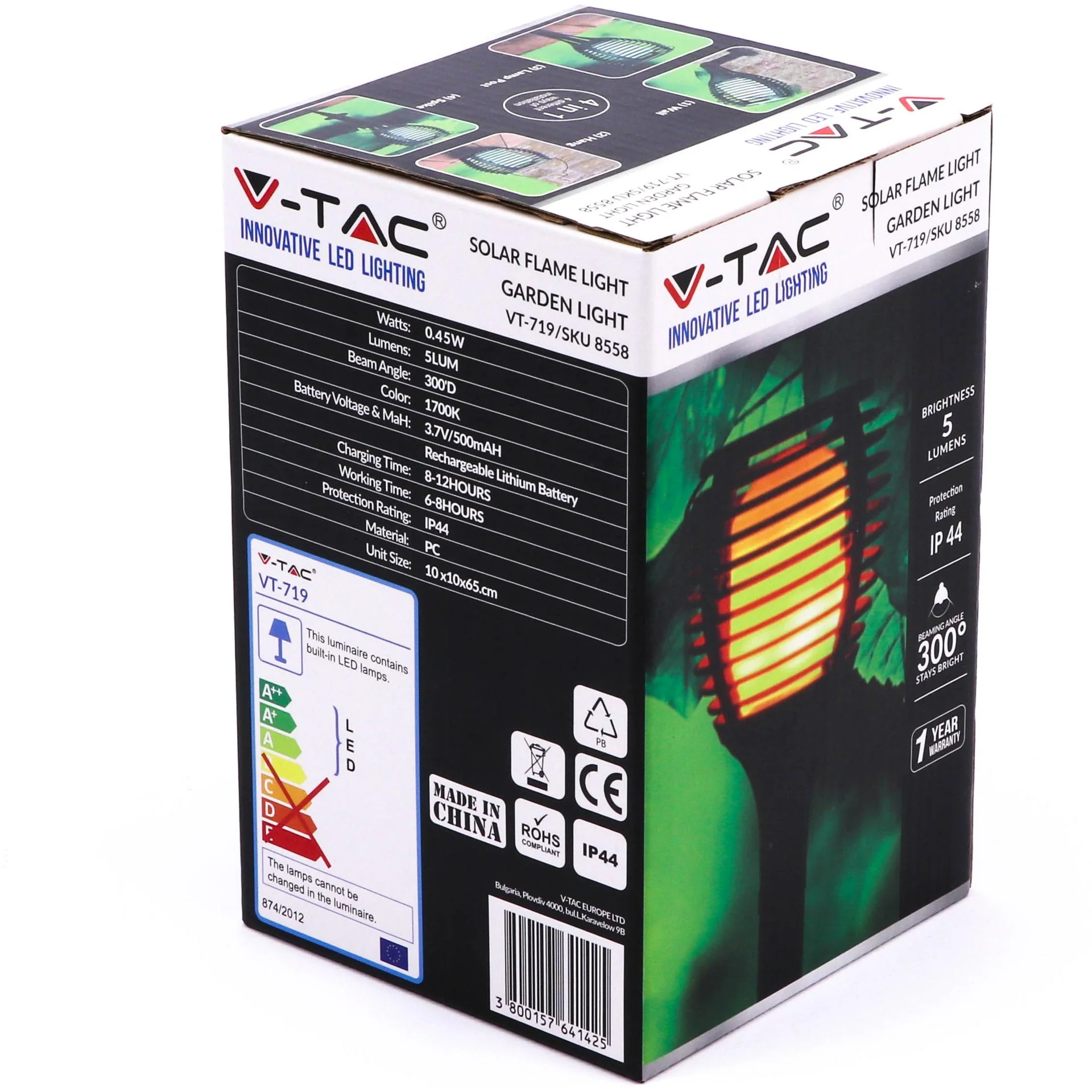 VT-719 Solarlampen-Taschenlampe mit beweglicher Flamme und Dämmerungssensor - 7