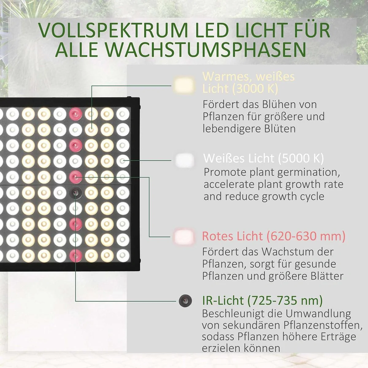 Pflanzenlampe LED dimmbar Grow Lampe Vollspektrum 100W Wachstumslampe mit 150pcs Leds für Blume Gemüse Zimmerpflanzen 31 - 5