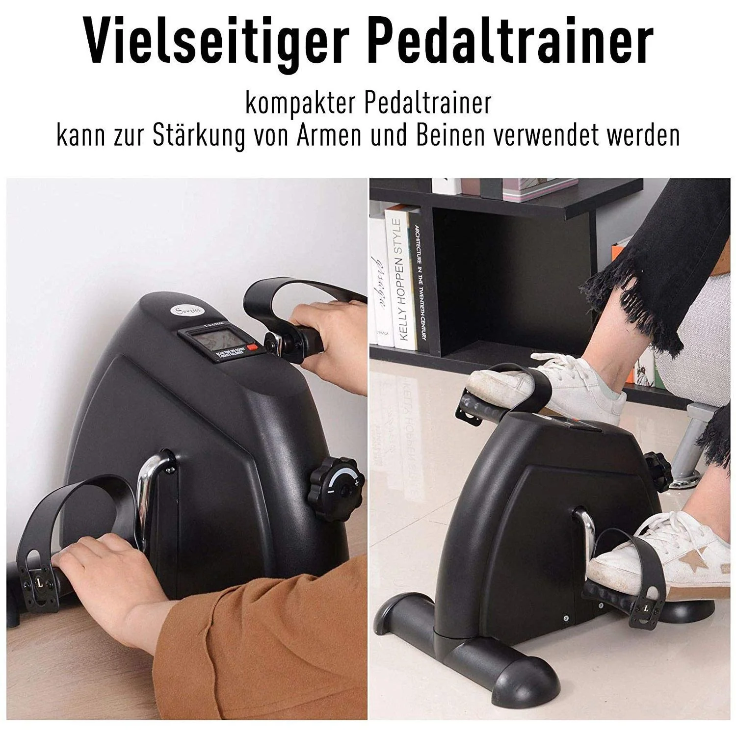 Heimtrainer Mini Bike Pedaltrainer Trainingsrad Fahrradgerät mit LCD-Display Metall Schwarz 39 x 40 x 31 cm - 3