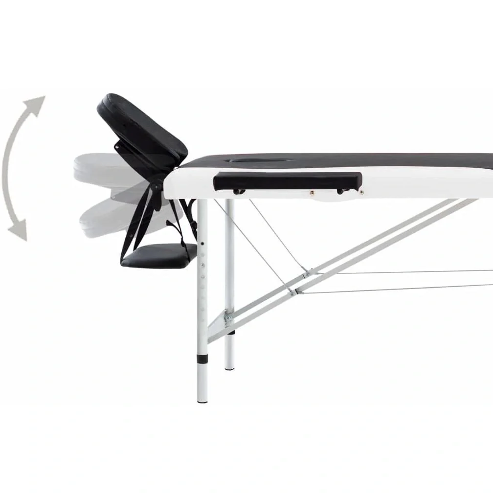 Klappbarer Massagetisch 2 Zonen Aluminiumgestell schwarz und weiß - 8