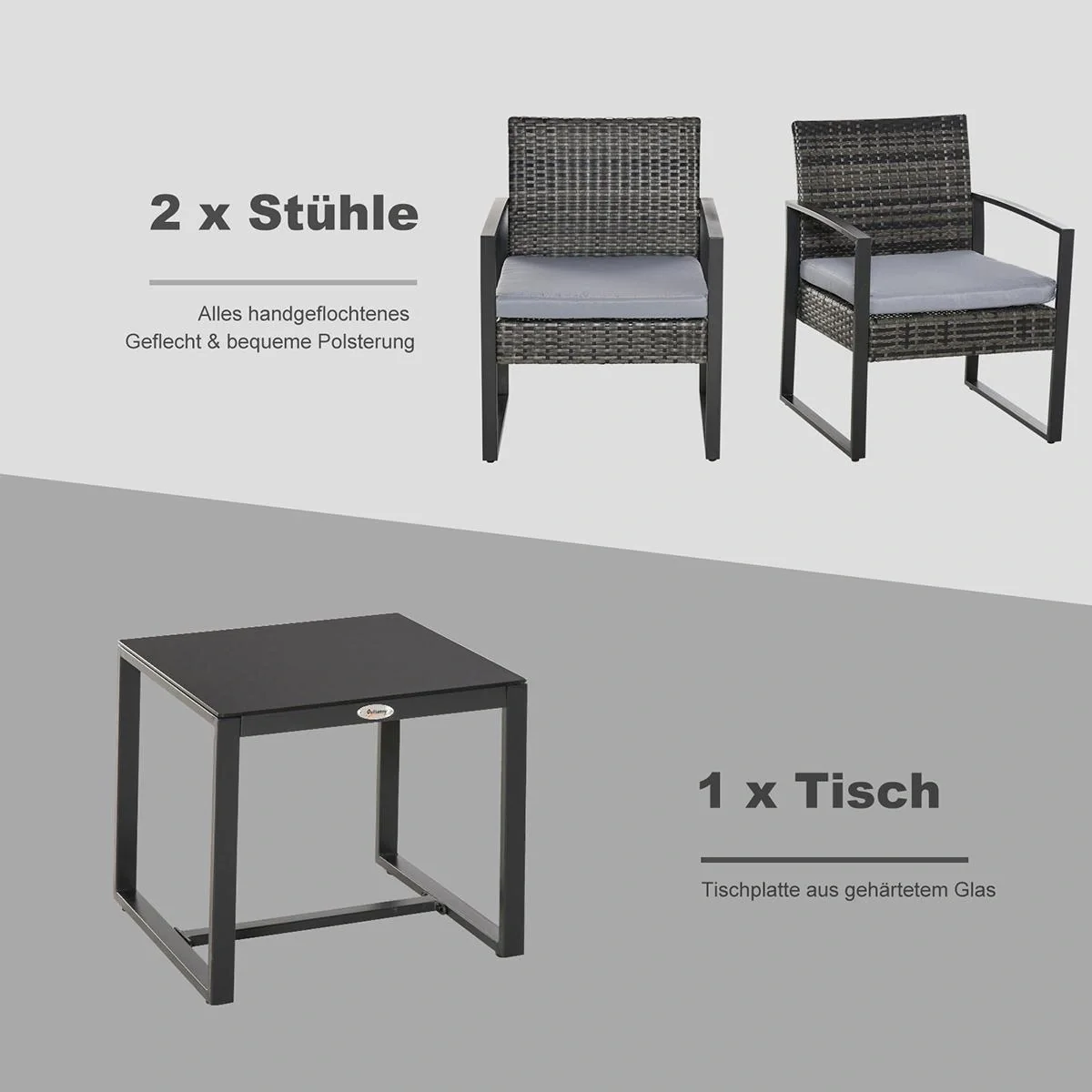 Polyrattan Sitzgruppe als 5-tlg. Set schwarz - 10