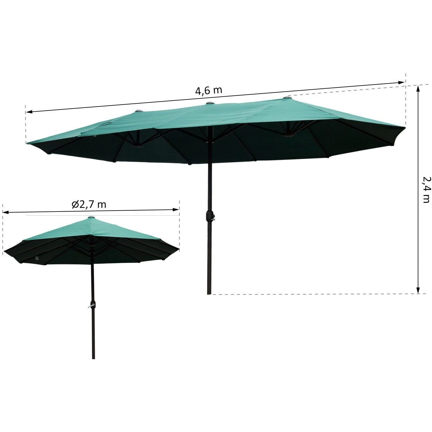 Sonnenschirm Gartenschirm Marktschirm Doppelsonnenschirm Terrassenschirm mit Handkurbel Oval - 1