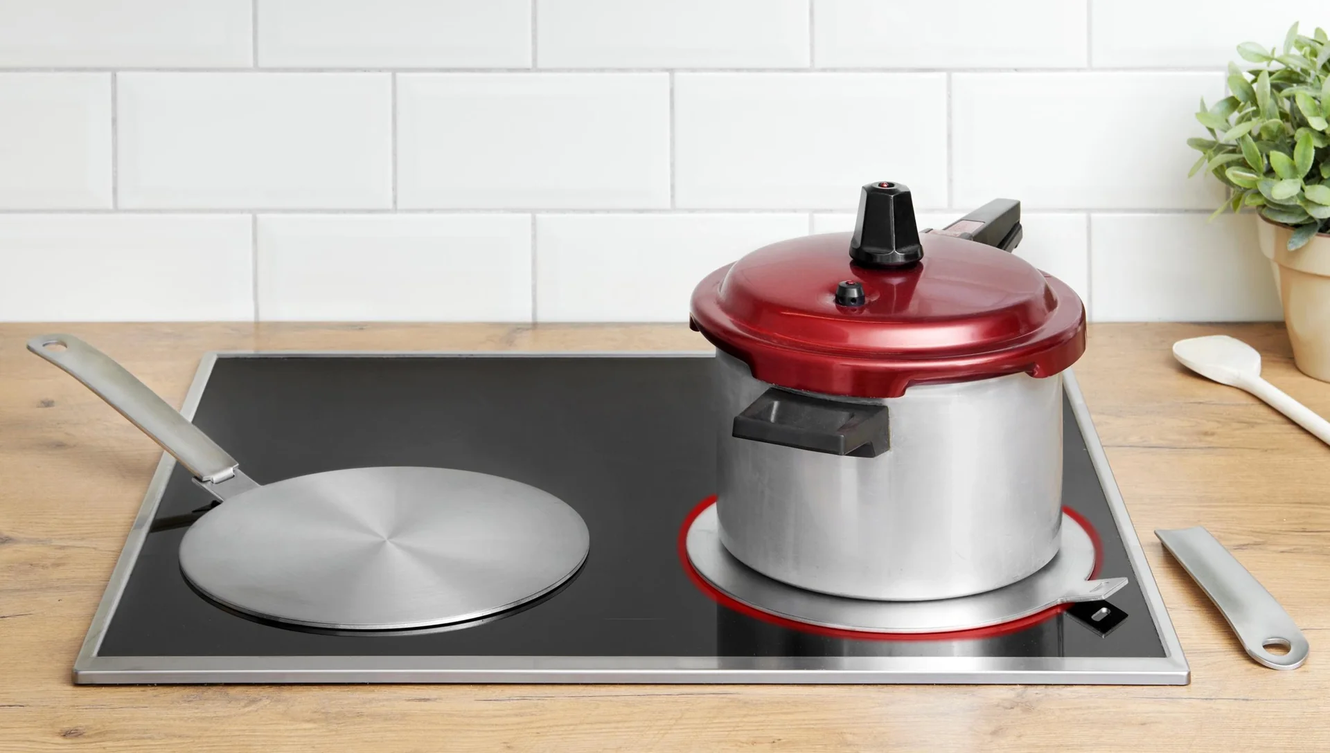 Induktion Adapterplatte Ø 24 cm Edelstahl mit abnehmbarem Griff - 4