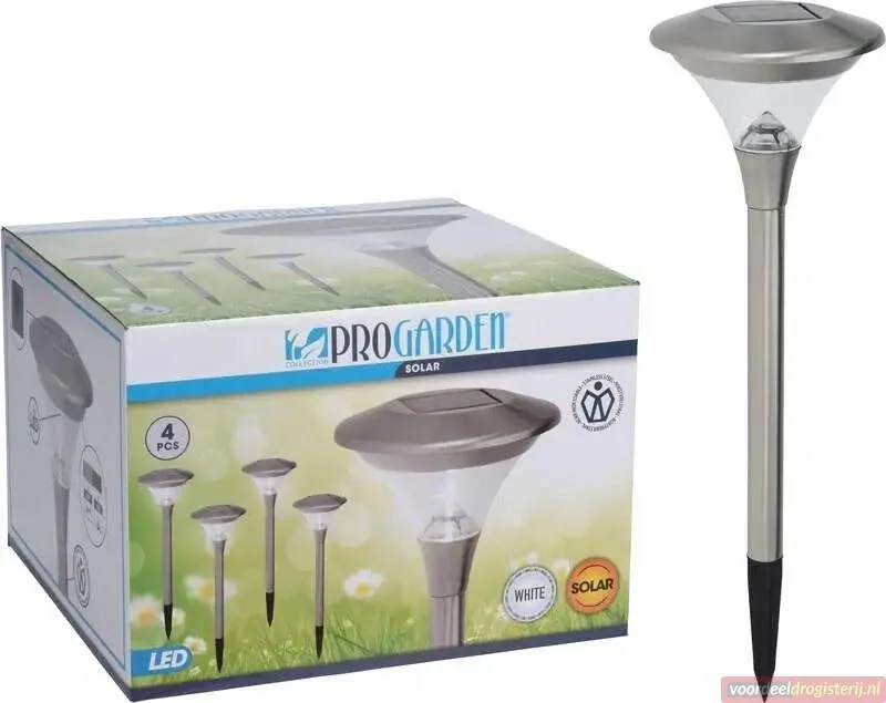 4x Progarden Solar-Gartenleuchte 4er-Set - 47cm (Schaltet sich automatisch ein) - 2