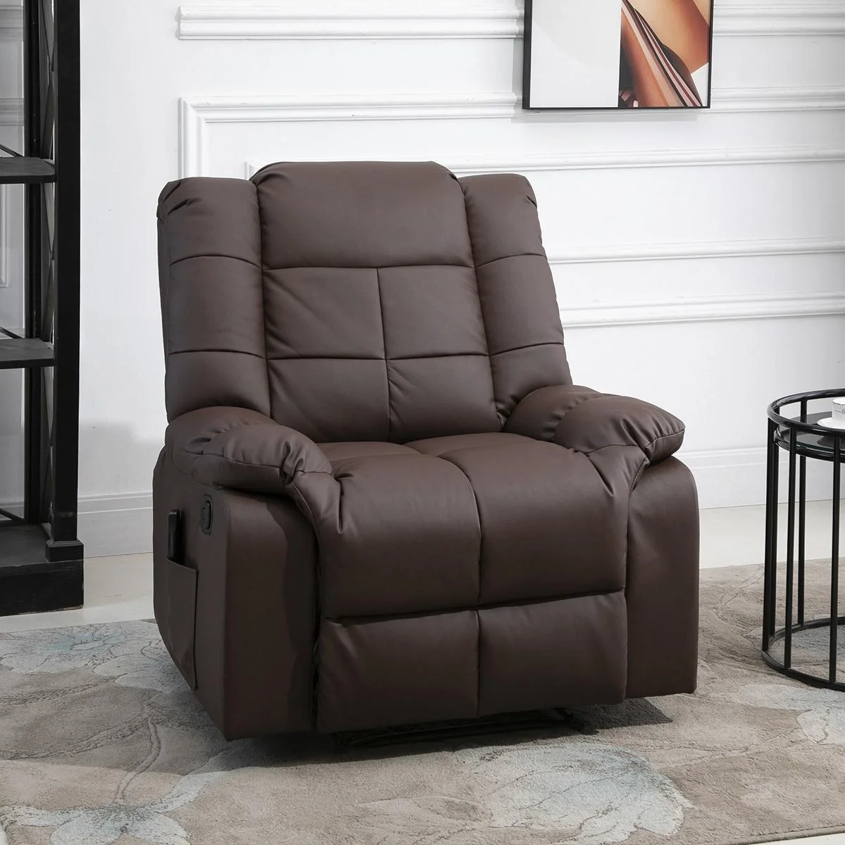 Massagesessel Fernsehsessel Relaxsessel mit Massagefunktion Kunstleder Holz Metall Schaumstoff Braun 94 x 99 x 99 cm - 4
