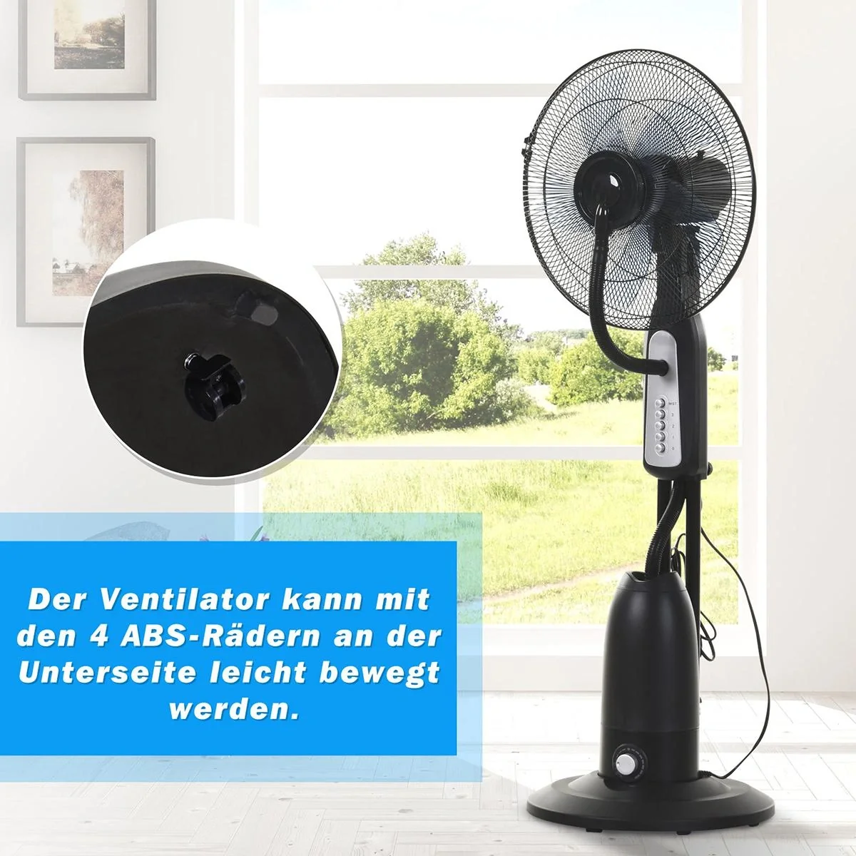 Standventilator mit Wasserzerstäuber schwarz/silber - 10
