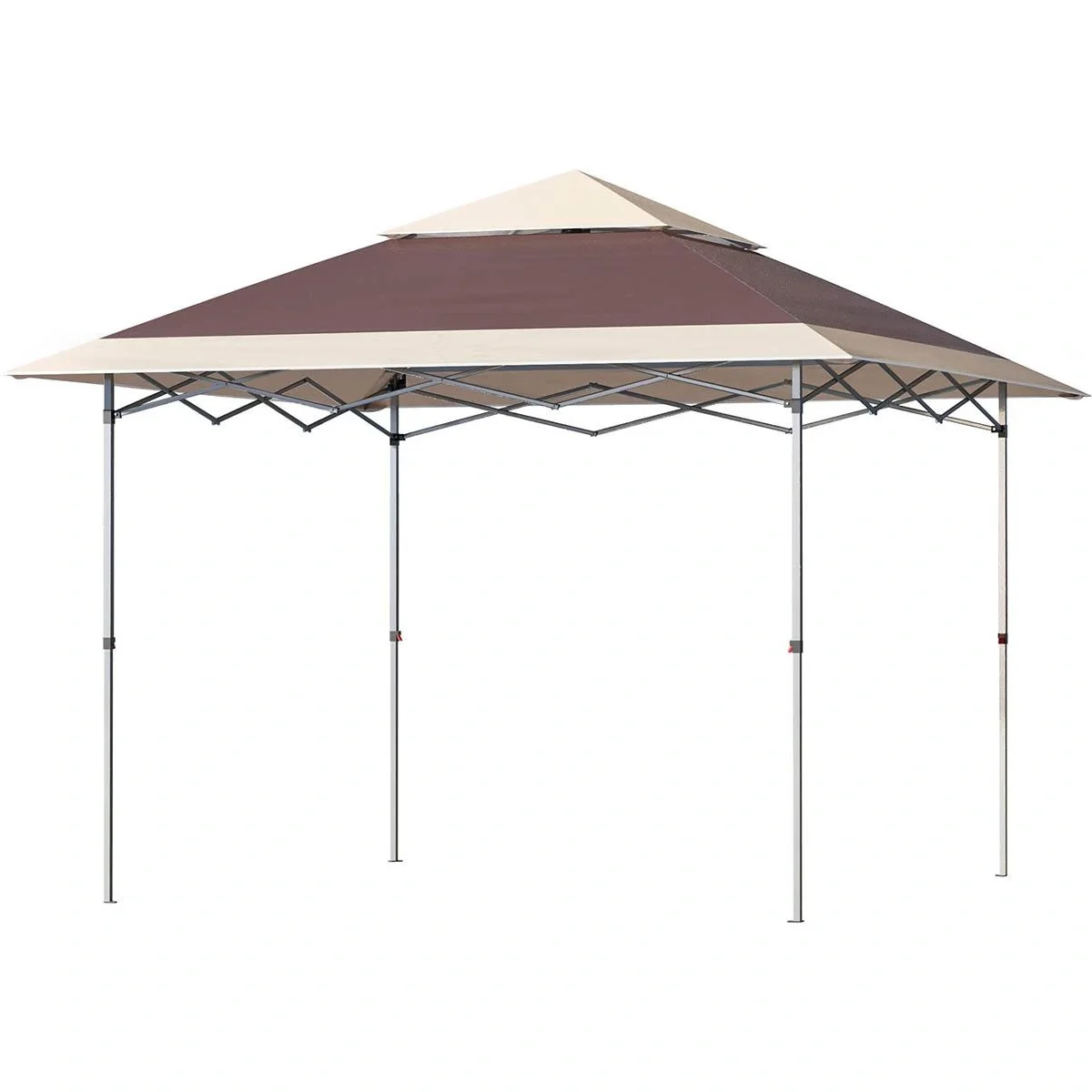 Gazebo faltbar - Pavillon mit Rolltasche - 3,6 x 3,6 m - Braun/Khaki - 4