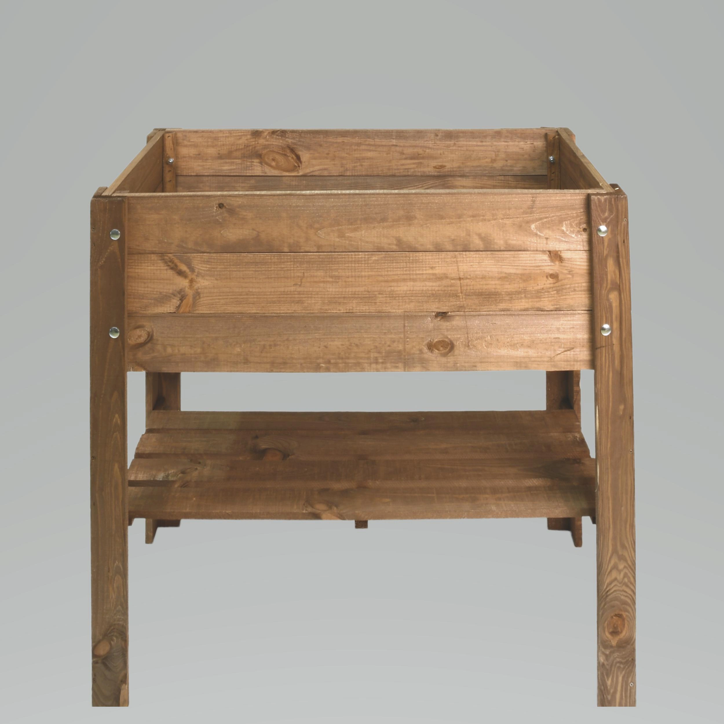 Hochbeet mit Ablage aus Holz - braun - 2
