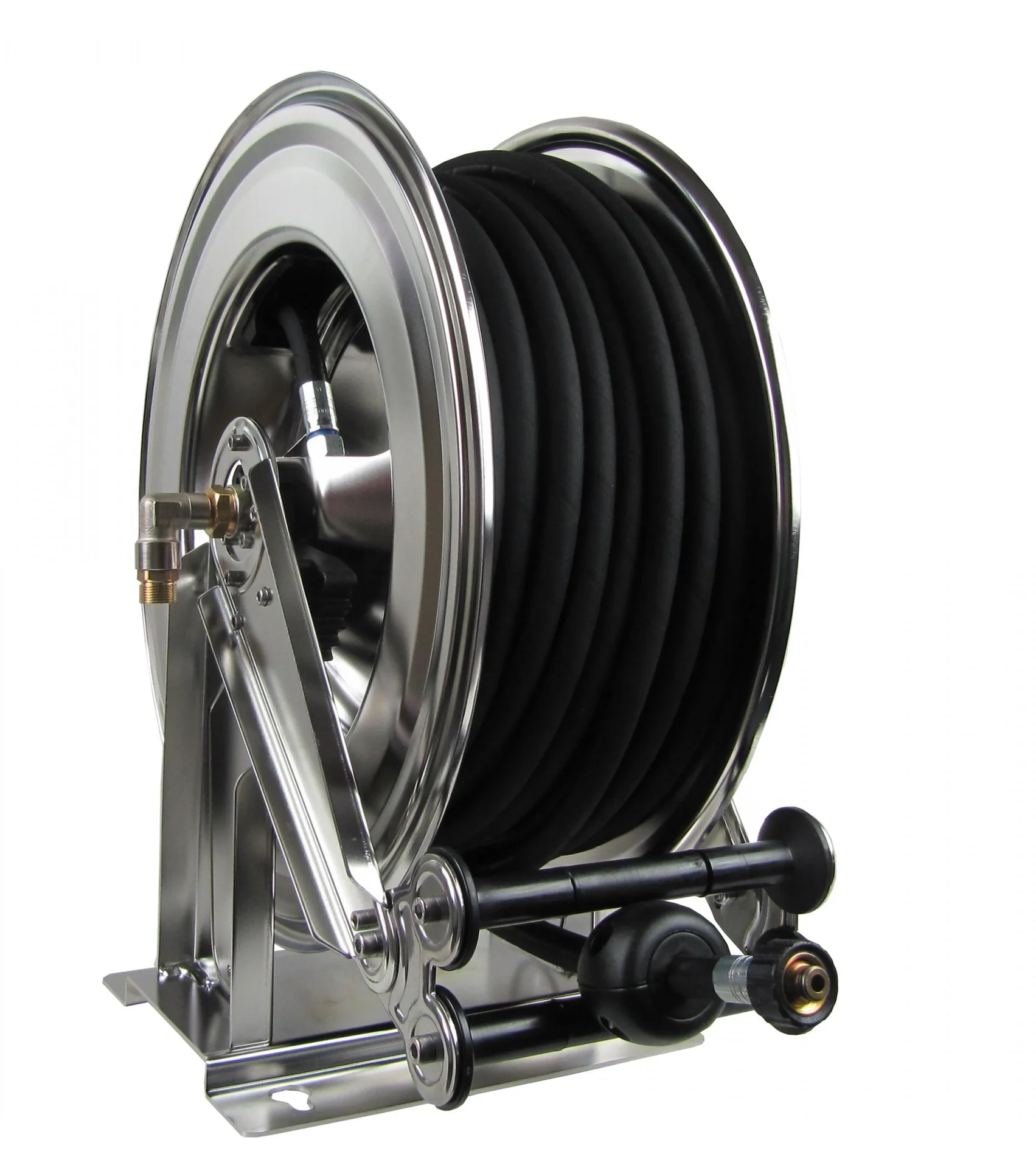 Schlauchaufroller OSM610 aus Edelstahl mit 30 m Hochdruckschlauch - 1