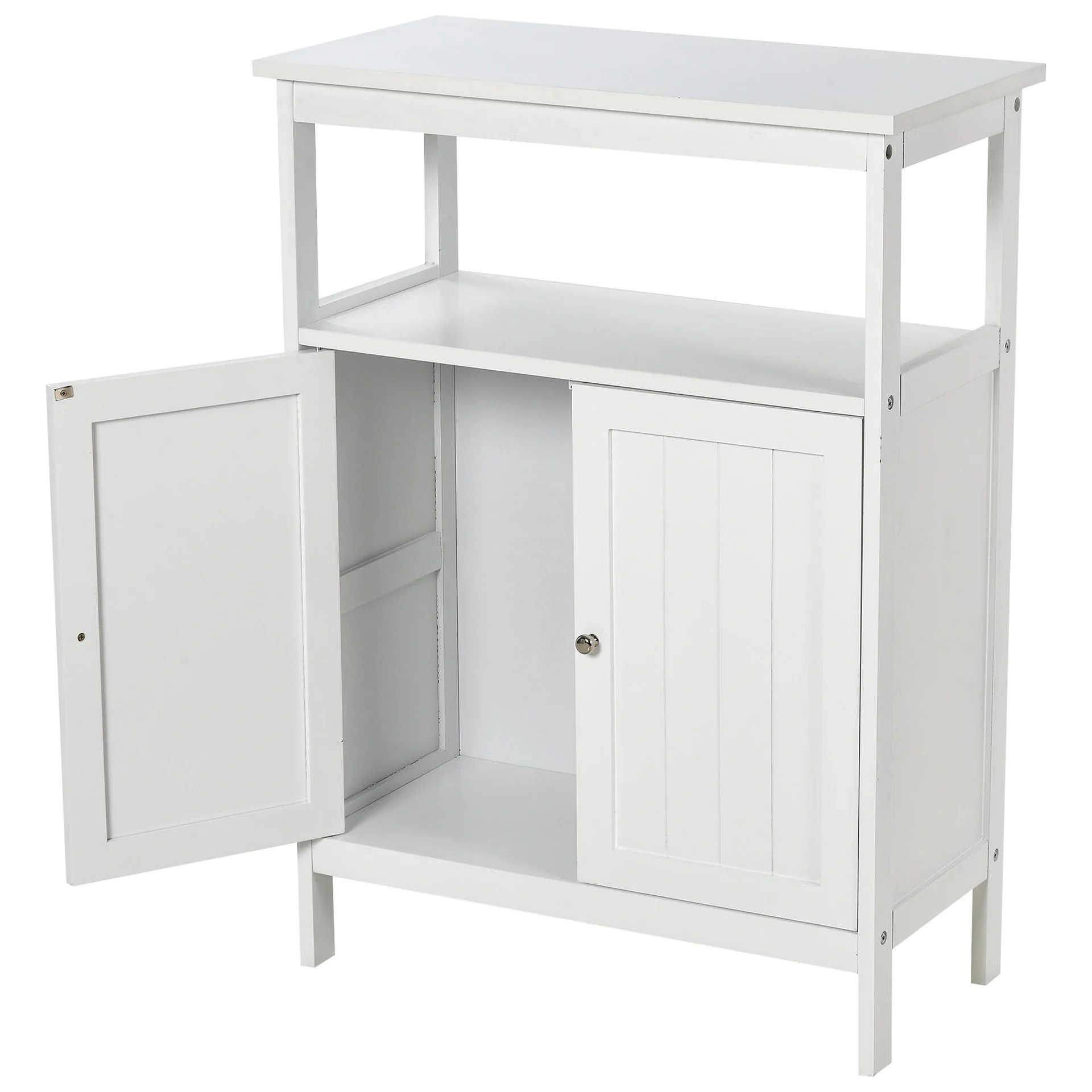 Badezimmerschrank mit 1 offenem Regal, weiß - 6