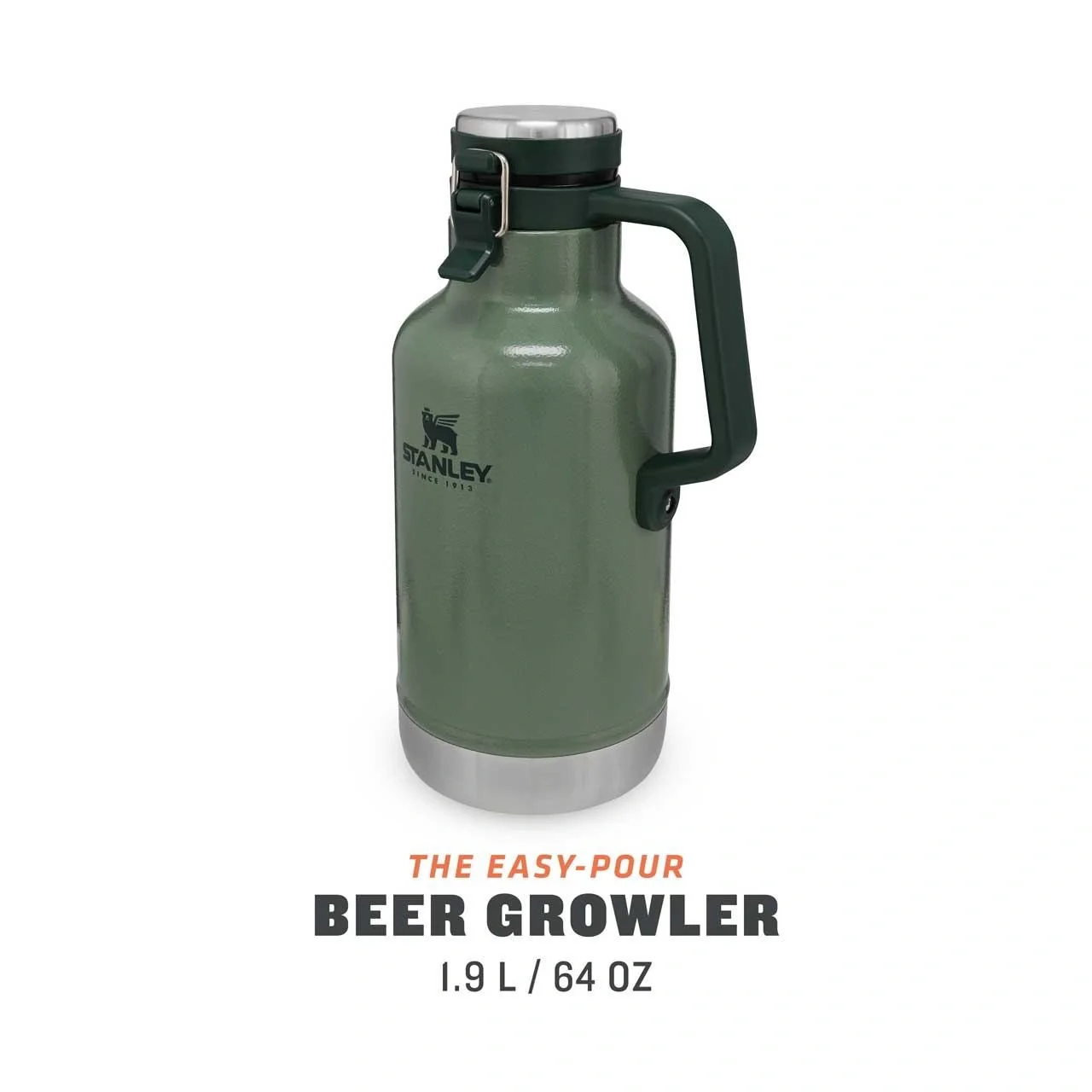 Classic Vakuum Beer Growler 1,9 l, 18/8 Stahl, Hammertone grün, doppelwandige Vakuumisolierung - 8