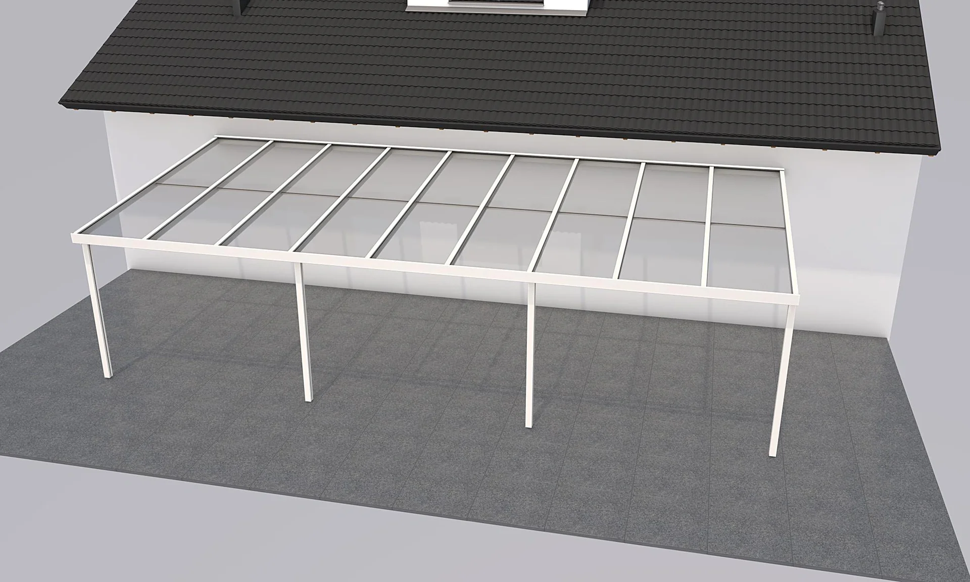 Terrassendach Premium, weiß, 9135 x 4060 mm - 10mm Verbundsicherheitsglas (VSG) - 2
