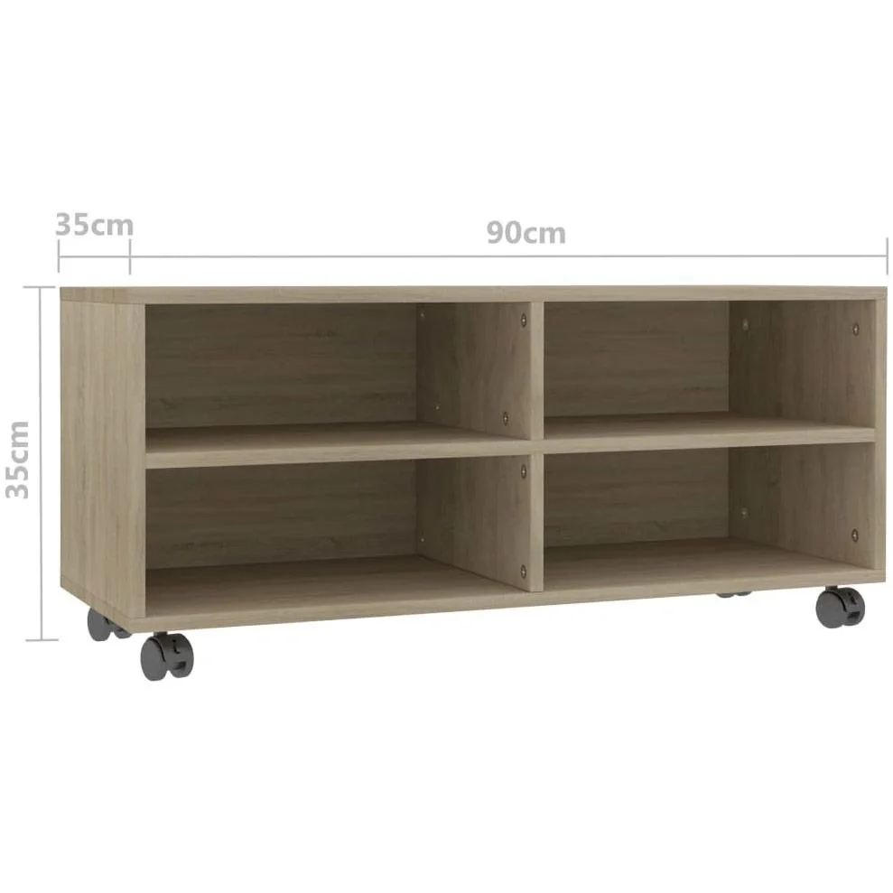 TV-Schrank mit Rollen 90x35x35 cm Spanplatte Sonoma-Eiche - 5