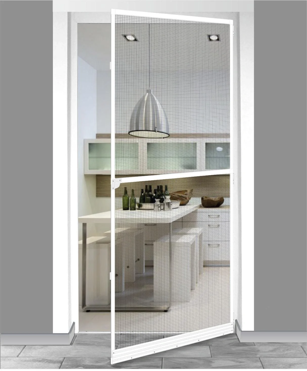 Insektenschutztür 100 x 210 cm geteilt, weiß - 5