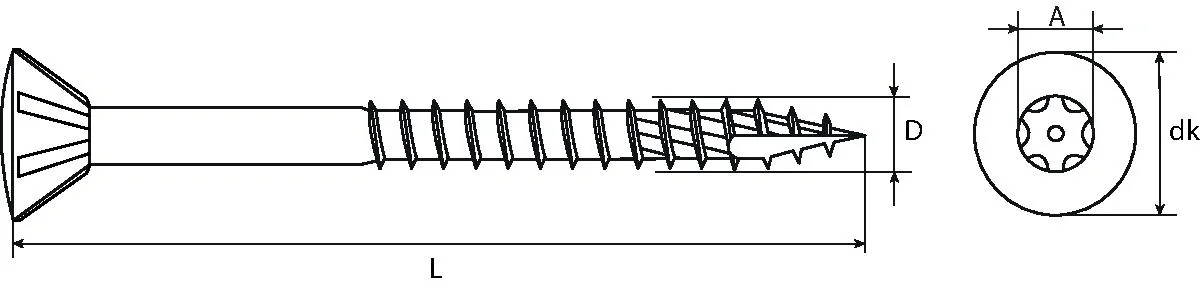 Terrassenschrauben ttap Senkkopf Edelstahl A2 5.5x50mm ttap25 500 Stück - 3