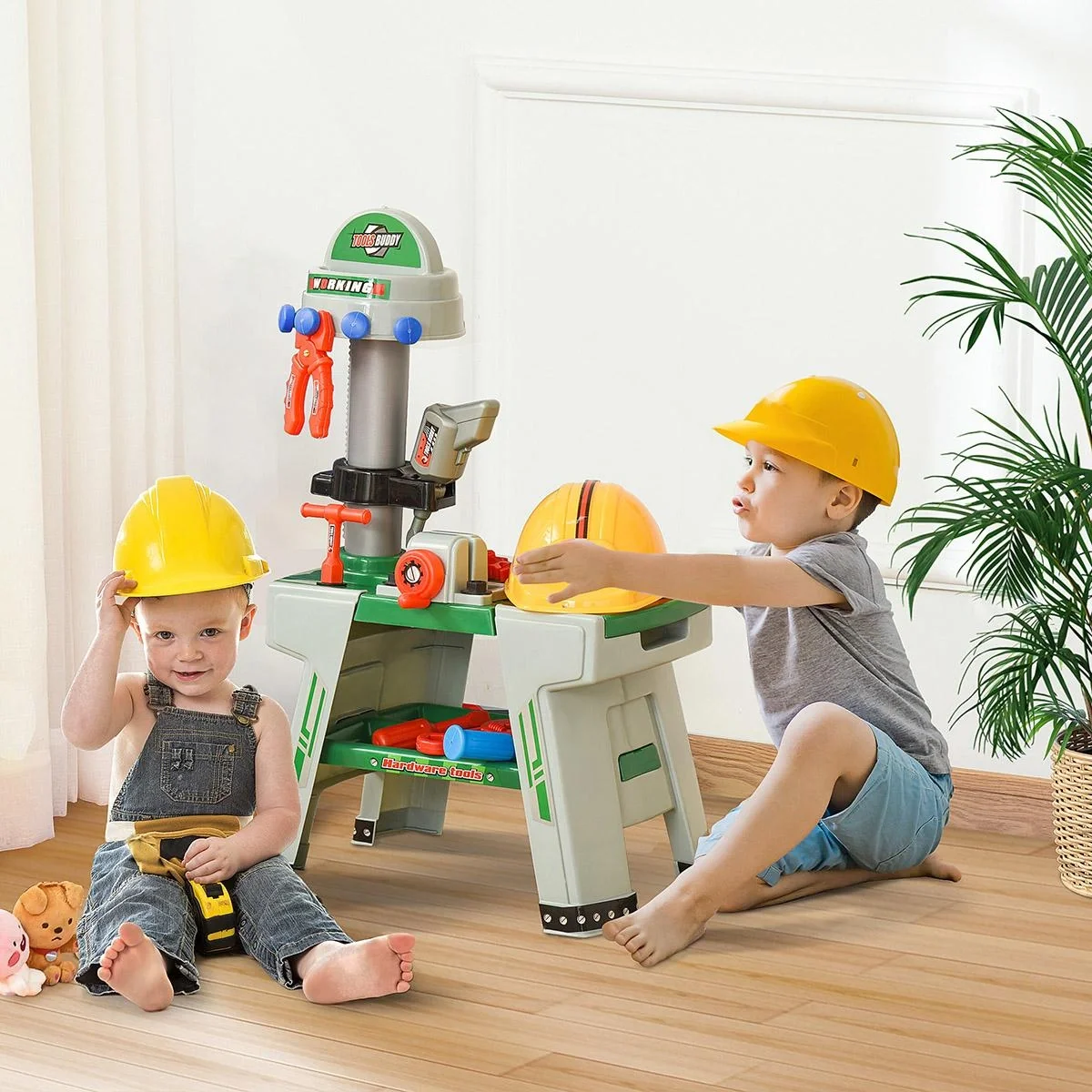 Kinder Werkbank Arbeitstisch Werkbanktisch mit 37 Zubehören Rollenspiel Spielzeug für Kinder von 3 bis 6 Jahren PP-kunst - 4
