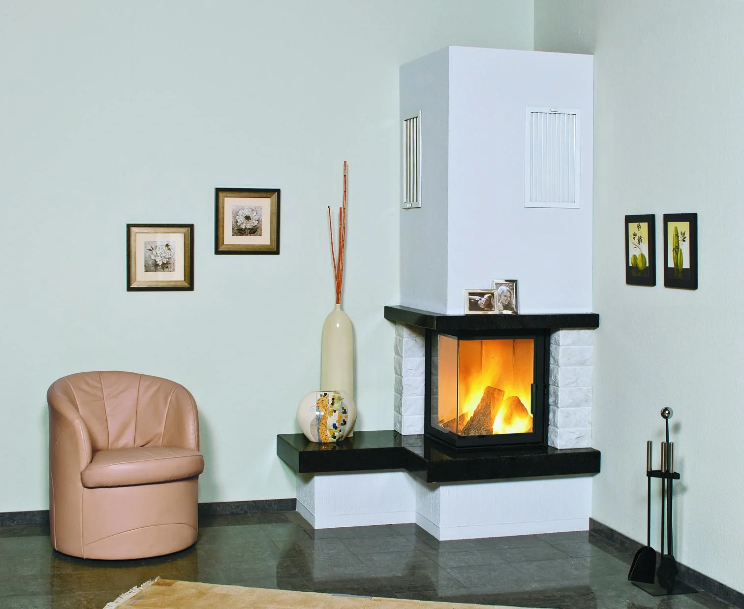 Heizkamin Nebraska Bank links Zeitbrand 4-8 kW royal-black/natur - 2