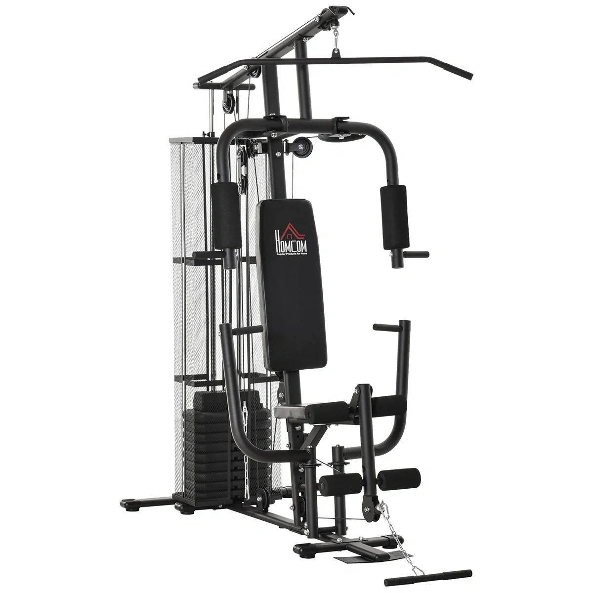 Gym Kraftstation Fitnessstation Multigym Fitnesscenter Fitnessgerät inkl. Gewichten Latzug Beincurl Metall PU-Kunstlede - 4
