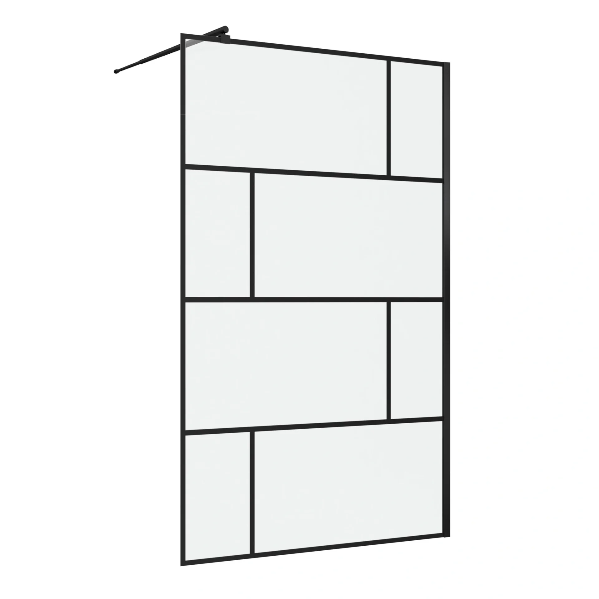 Duschwand in mordernem Design 120 x 195 cm - Glasdusche mit matt schwarzen Wandprofil -  inklusive Wandhalterung - 2