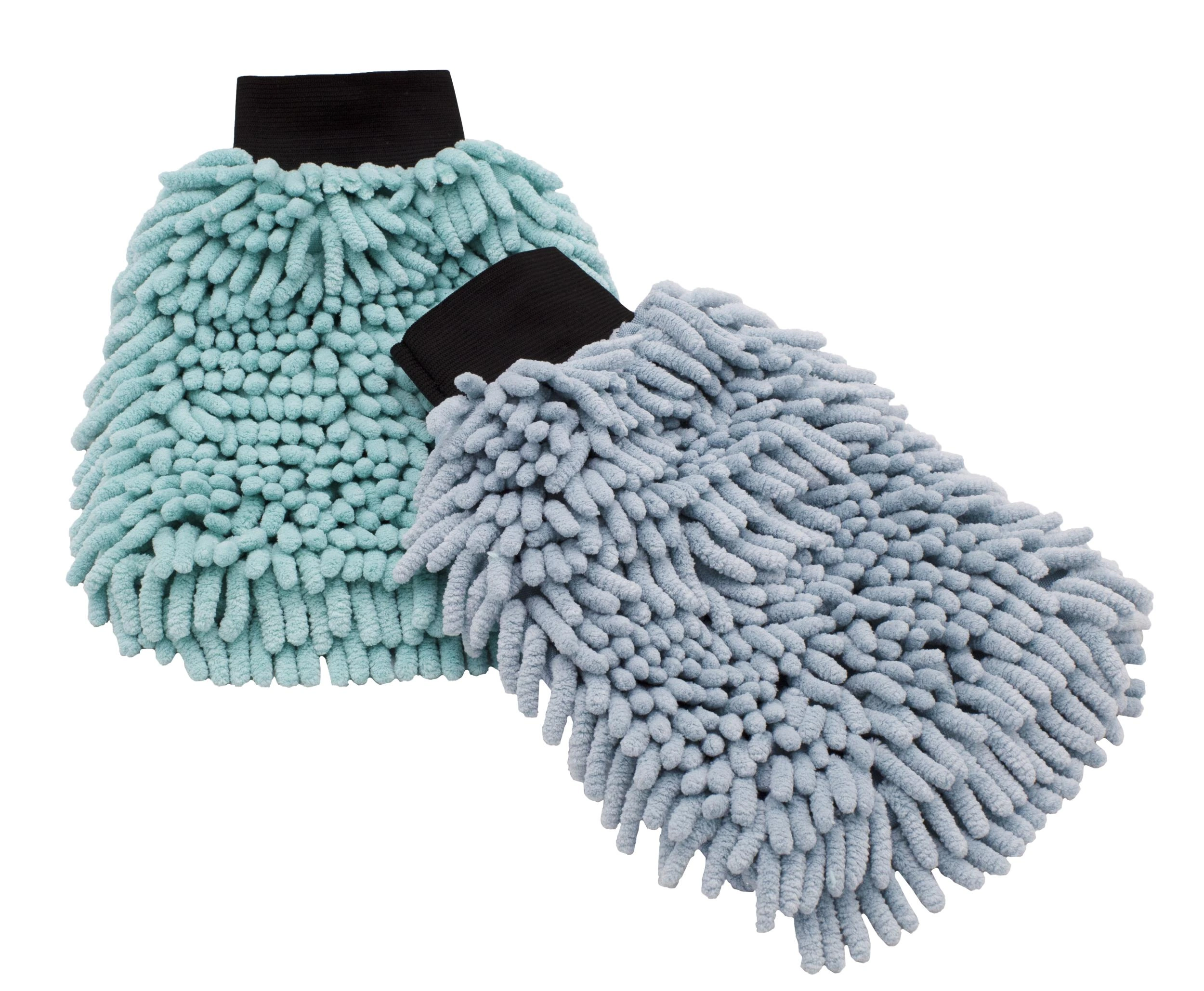 Chenille Handschuh Duo, Türkis und Grau, 2er-Set - 1