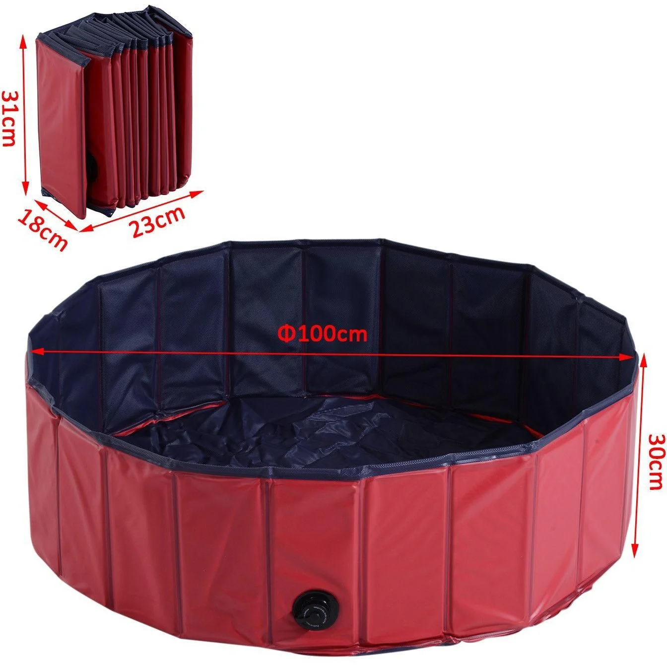 Hundepool Schwimmbad ?100cm Rot - 6
