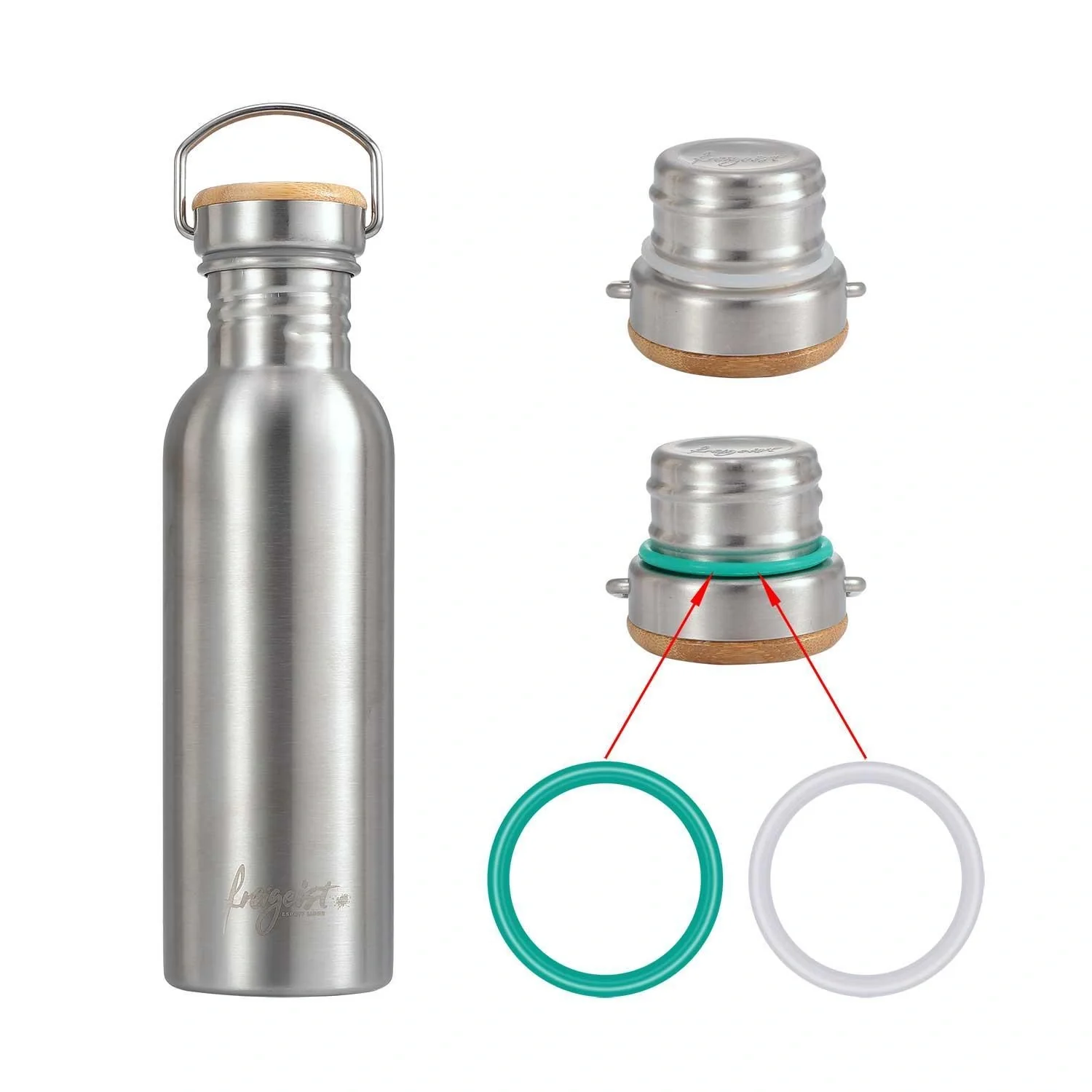 Edelstahlflasche 750ml, matt mit aquabook Flaschenbürste XL - 6