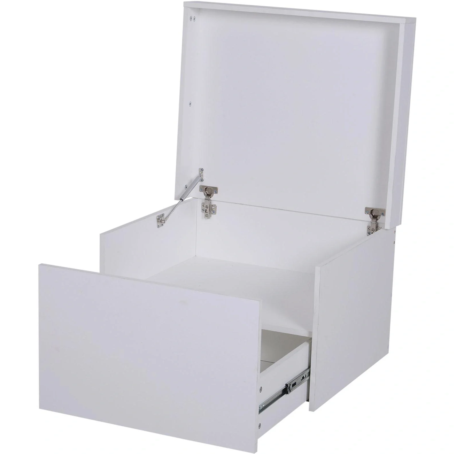 Schuhschrank Schuhregal Schuhbank mit Schublade und Klappe Holz Weiß 70 x 60 x 42 cm - 4