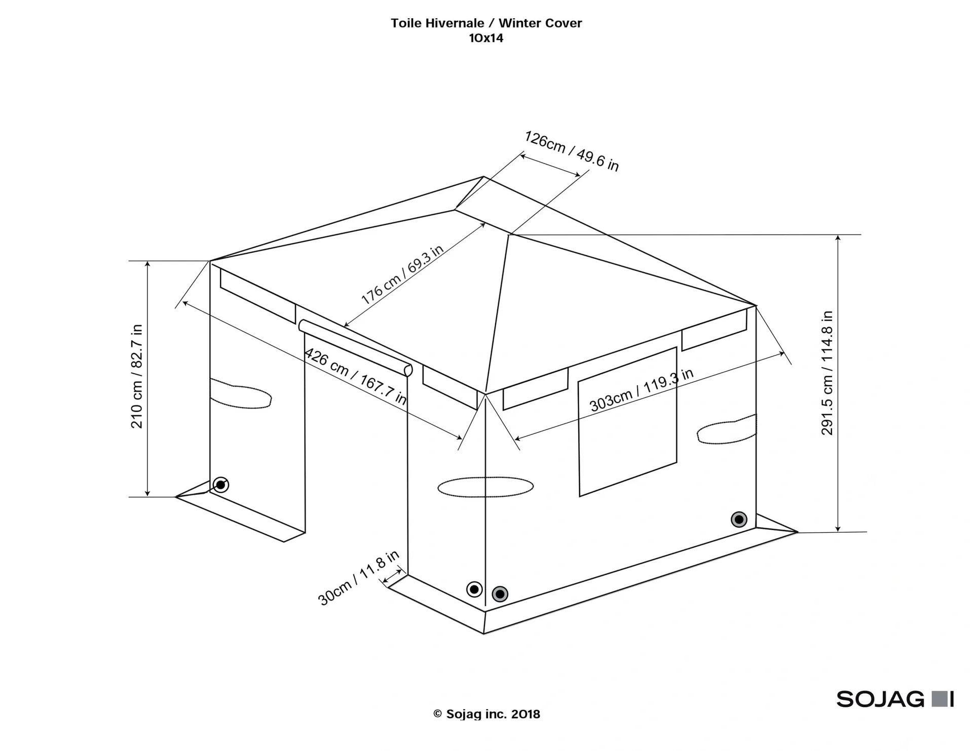 Pavillon Winterabdeckung für Pavillon 10 x 14 - 1