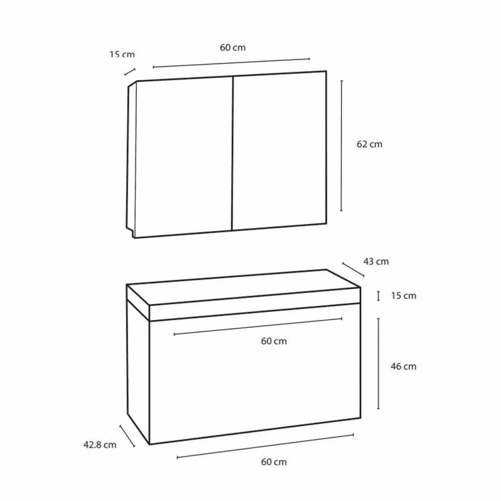 Concept Badezimmermöbel met Spiegelschrank 60cm - schwartz/schwartz - 2