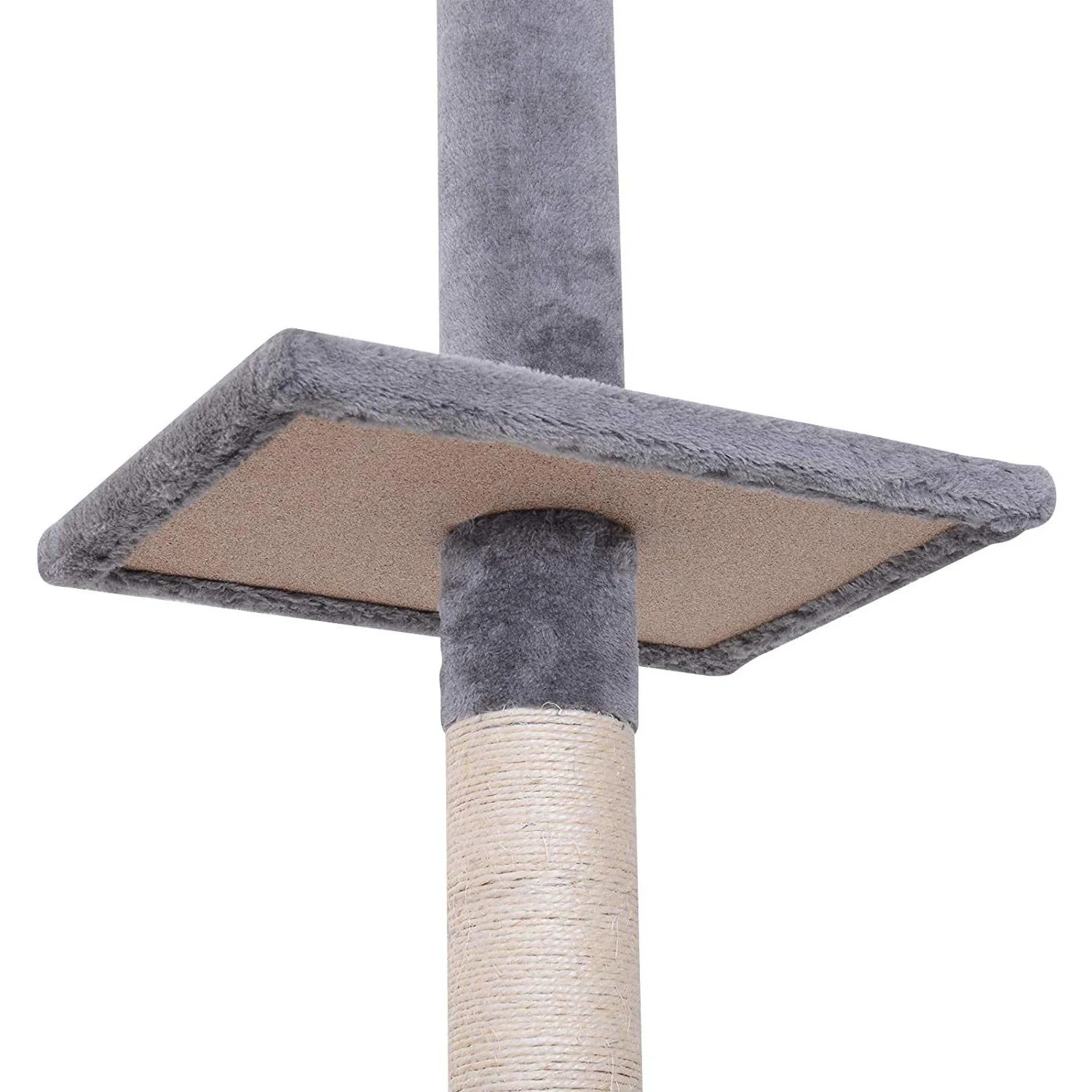 Kratzbaum Kletterbaum Spielbaum Katzenkratzturm deckenhoch höhenverstellbar Holz+Sisal+Plüsch Grau 40x30x(230 260) cm - 9