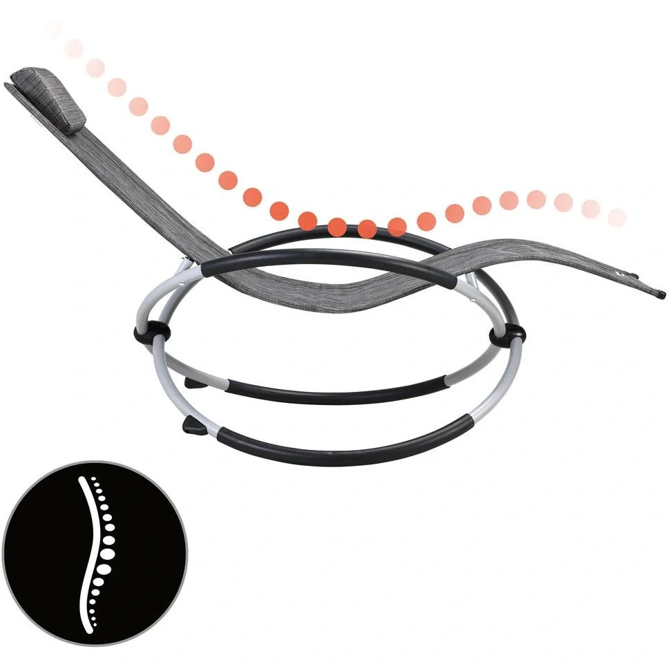 Klappbare Liege mit Schaukelfunktion - grau - 170x75x82 cm - 8