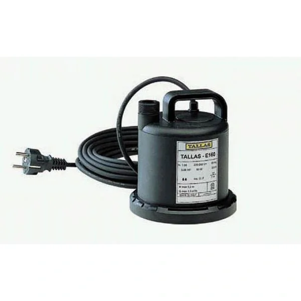 Flachwasser-Tauchpumpe E 160 NA, Ansaugung bis 3 mm, 90 Watt INCL-Gartenschlauch 15m, Düse, Armaturen und Hahn 1". - 7