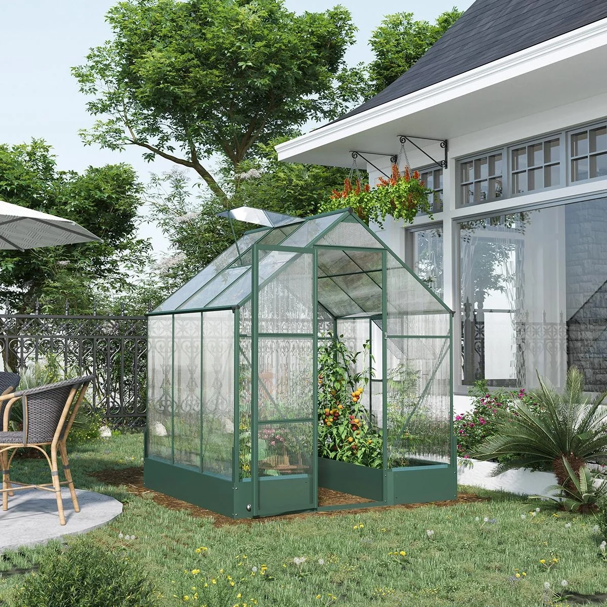 Gewächshaus für den Garten, vielseitig nutzbar als Treibhaus, Tomatenhaus, Frühbeet und Pflanzenhaus, 4 mm PC Sonnenschu - 1