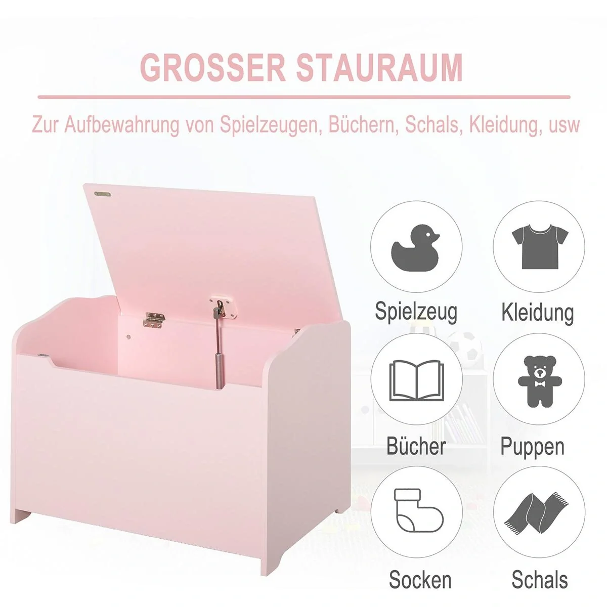 Kindersitzbank 2in1 mit Stauraum rosa - 9