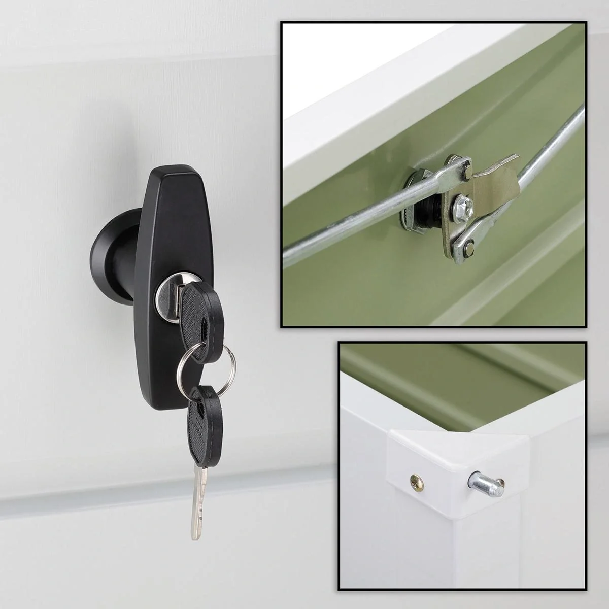 Abschließbare Aufbewahrungsbox Weißes Metall mit Schloss 120x62 x63 cm - 6