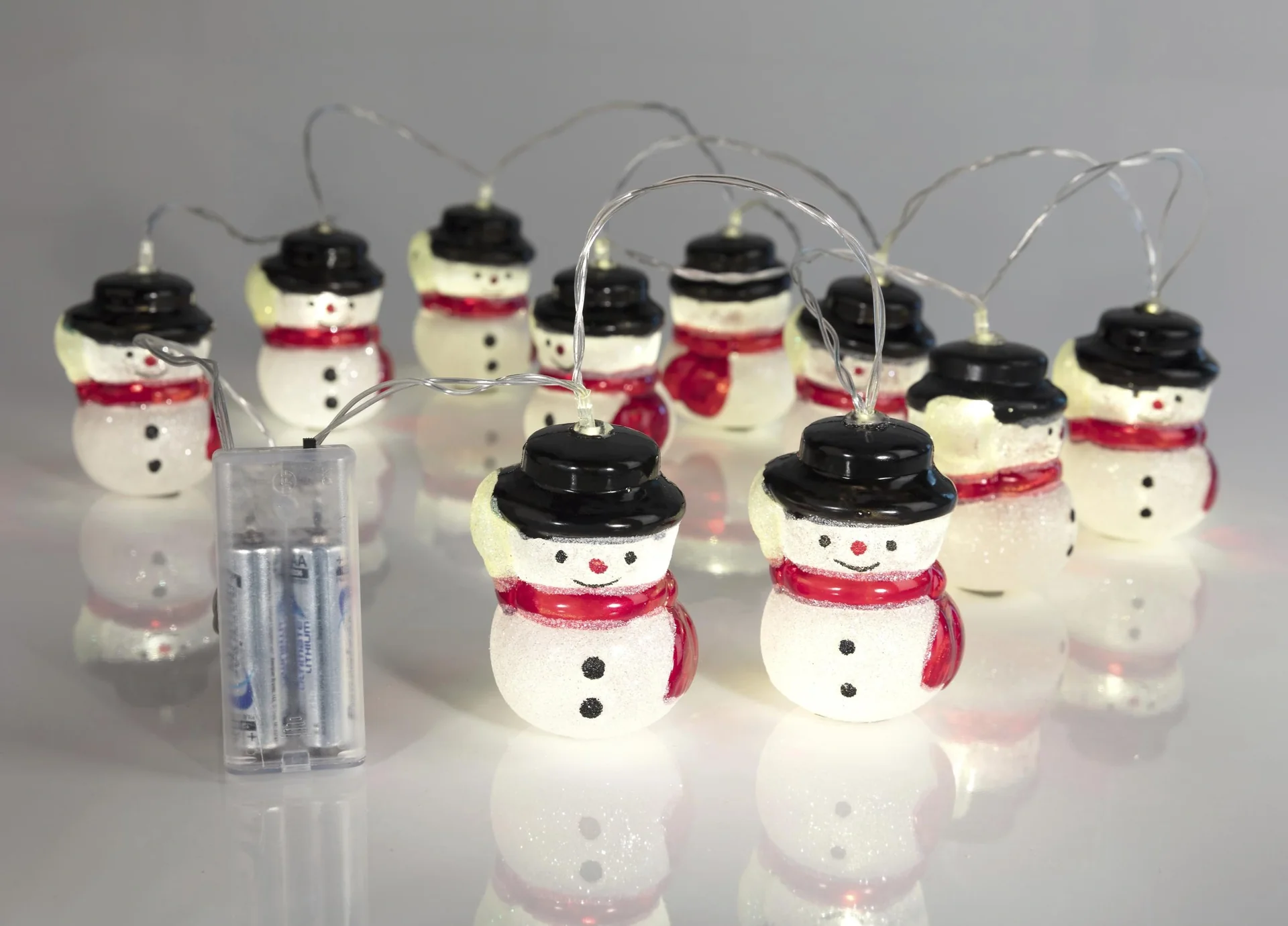 Lichterkette 10 LED mit Schneemännern - 3