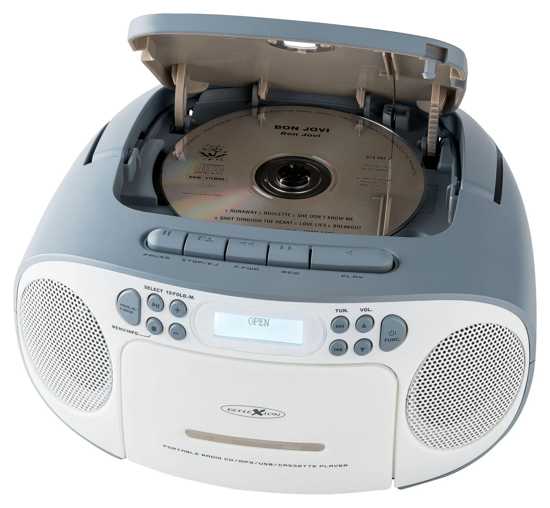 CD Radio Boombox mit DAB+/UKW-Radio, MP3/CD, Kassette und AUX-IN, blau - 4