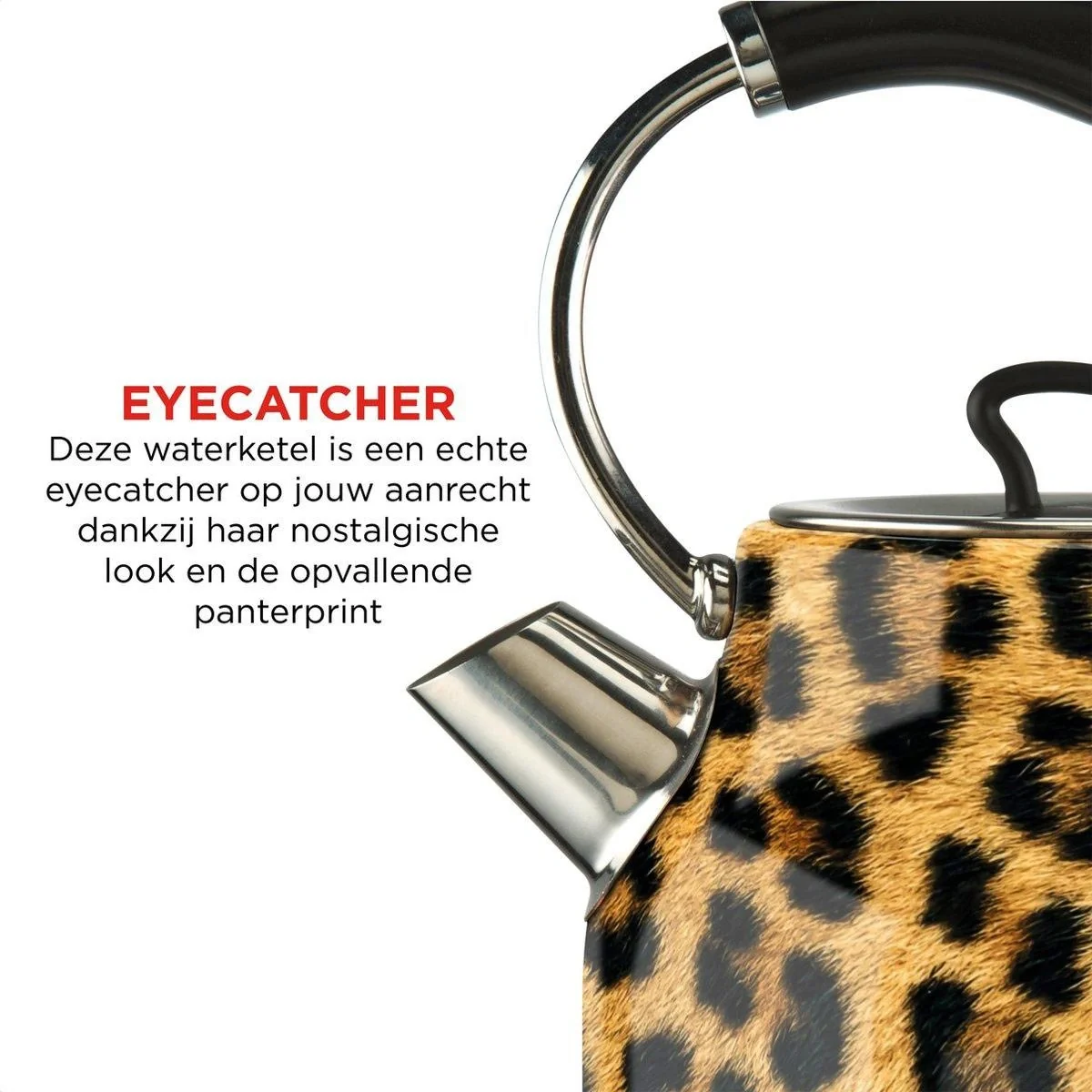 Panther Wasserkocher - Panther Druck - 1.7L - Leopard - Retro - 10