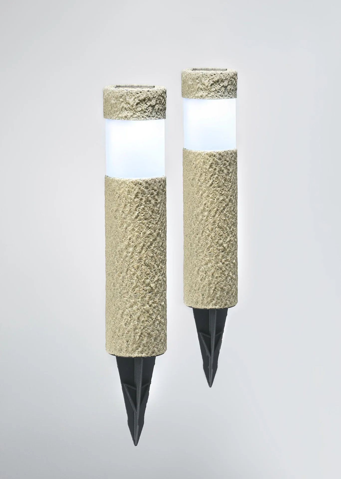 2er Set Solar Pollerleuchten in Steinoptik - 5