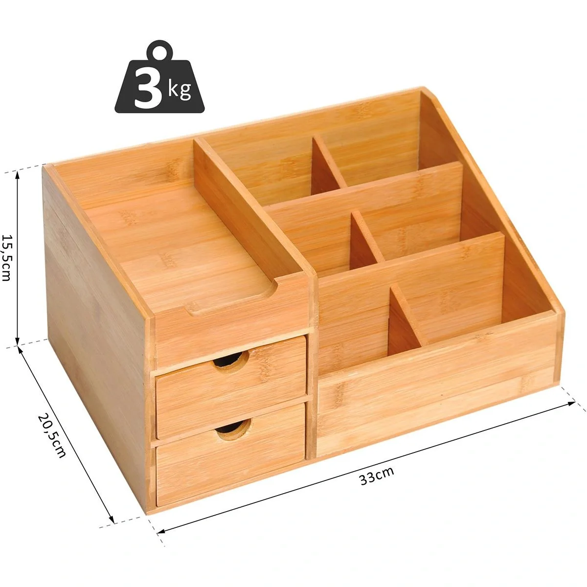 Schreibtischorganizer mit 2 Schubladen natur - 3