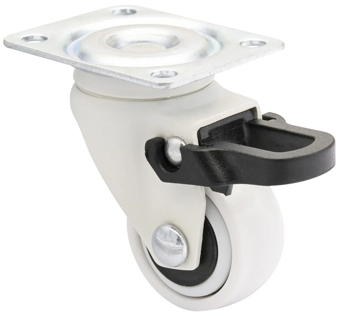 Design 3C Lenkrollen 4 teiliges Set - Ø 25 mm, soft, weiß, 2 Rollen mit & 2 ohne Feststeller, Tragkraft 12 kg / Rolle - 6