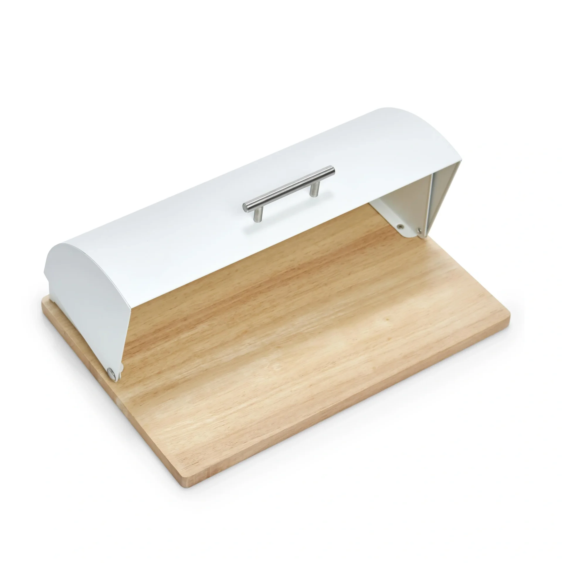 Brotkasten, Metall/Gummibaum, weiß - 3